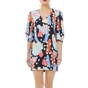 CROSBY by Mollie Burch Black‎ Colorful Abstract Printed Mini Dress